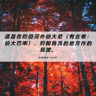 Picture 06 - 約 翰 福 音 1:28 CUVT - 這 是 在 約 但 河 外 伯 大 尼 （ 有 - Bible Verse Picture