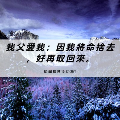 Picture 06 - 約 翰 福 音 10:17 CUVT - 我 父 愛 我 ； 因 我 將 命 捨 去 ， - Bible Verse Picture
