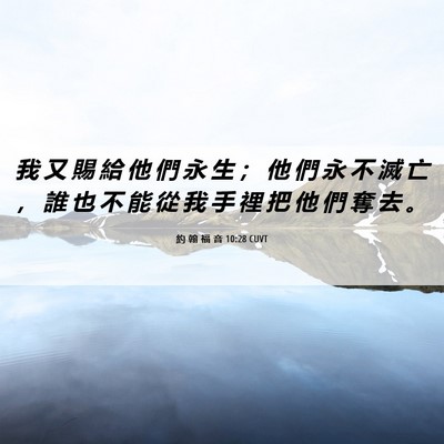 Picture 06 - 約 翰 福 音 10:28 CUVT - 我 又 賜 給 他 們 永 生 ； 他 們 永 - Bible Verse Picture