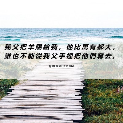 Picture 06 - 約 翰 福 音 10:29 CUVT - 我 父 把 羊 賜 給 我 ， 他 比 萬 有 - Bible Verse Picture