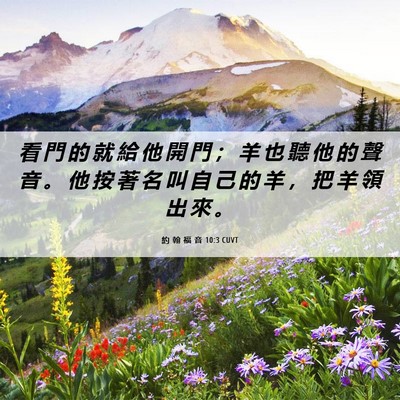 Picture 06 - 約 翰 福 音 10:3 CUVT - 看 門 的 就 給 他 開 門 ； 羊 也 聽 - Bible Verse Picture