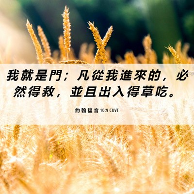Picture 06 - 約 翰 福 音 10:9 CUVT - 我 就 是 門 ； 凡 從 我 進 來 的 ， - Bible Verse Picture