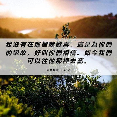 Picture 06 - 約 翰 福 音 11:15 CUVT - 我 沒 有 在 那 裡 就 歡 喜 ， 這 是 - Bible Verse Picture