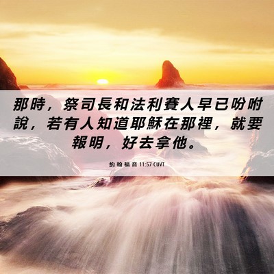 Picture 06 - 約 翰 福 音 11:57 CUVT - 那 時 ， 祭 司 長 和 法 利 賽 人 早 - Bible Verse Picture