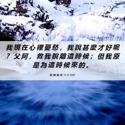Picture 06 - 約 翰 福 音 12:27 CUVT - 我 現 在 心 裡 憂 愁 ， 我 說 甚 麼 - Bible Verse Picture