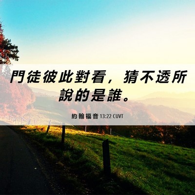 Picture 06 - 約 翰 福 音 13:22 CUVT - 門 徒 彼 此 對 看 ， 猜 不 透 所 說 - Bible Verse Picture