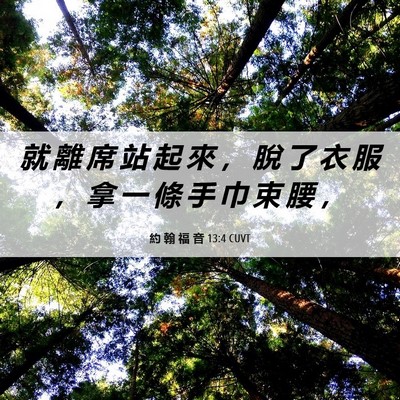Picture 06 - 約 翰 福 音 13:4 CUVT - 就 離 席 站 起 來 ， 脫 了 衣 服 ， - Bible Verse Picture