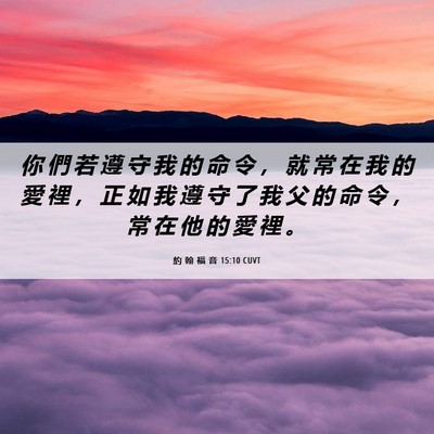 Picture 06 - 約 翰 福 音 15:10 CUVT - 你 們 若 遵 守 我 的 命 令 ， 就 常 - Bible Verse Picture