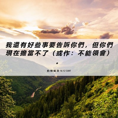 Picture 06 - 約 翰 福 音 16:12 CUVT - 我 還 有 好 些 事 要 告 訴 你 們 ， - Bible Verse Picture
