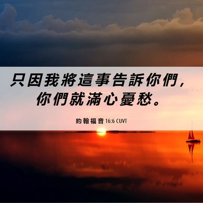 Picture 06 - 約 翰 福 音 16:6 CUVT - 只 因 我 將 這 事 告 訴 你 們 ， 你 - Bible Verse Picture