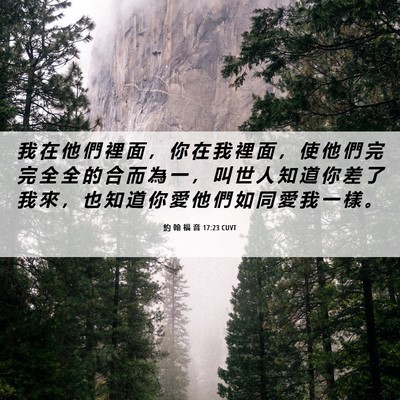 Picture 06 - 約 翰 福 音 17:23 CUVT - 我 在 他 們 裡 面 ， 你 在 我 裡 面 - Bible Verse Picture