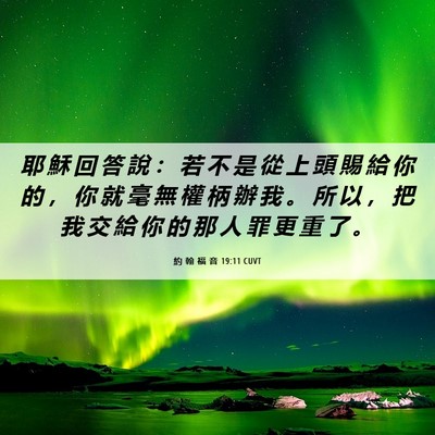 Picture 06 - 約 翰 福 音 19:11 CUVT - 耶 穌 回 答 說 ： 若 不 是 從 上 頭 - Bible Verse Picture