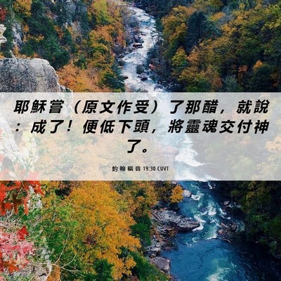 Picture 06 - 約 翰 福 音 19:30 CUVT - 耶 穌 嘗 （ 原 文 作 受 ） 了 那 醋 - Bible Verse Picture