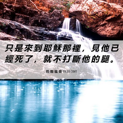 Picture 06 - 約 翰 福 音 19:33 CUVT - 只 是 來 到 耶 穌 那 裡 ， 見 他 已 - Bible Verse Picture