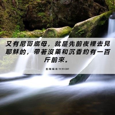 Picture 06 - 約 翰 福 音 19:39 CUVT - 又 有 尼 哥 底 母 ， 就 是 先 前 夜 - Bible Verse Picture