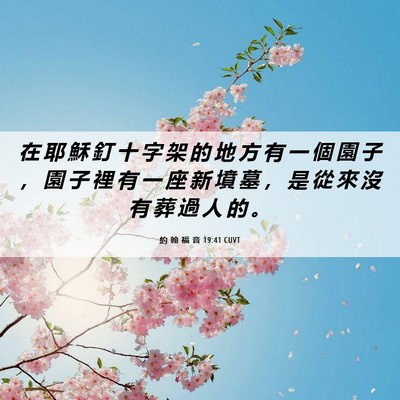 Picture 06 - 約 翰 福 音 19:41 CUVT - 在 耶 穌 釘 十 字 架 的 地 方 有 一 - Bible Verse Picture
