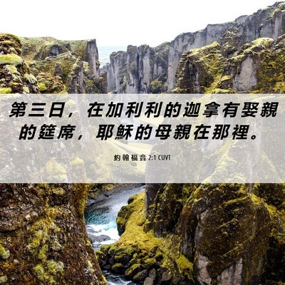 Picture 06 - 約 翰 福 音 2:1 CUVT - 第 三 日 ， 在 加 利 利 的 迦 拿 有 - Bible Verse Picture