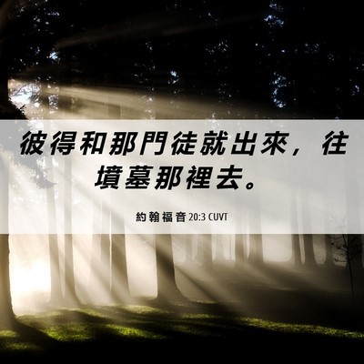 Picture 06 - 約 翰 福 音 20:3 CUVT - 彼 得 和 那 門 徒 就 出 來 ， 往 墳 - Bible Verse Picture