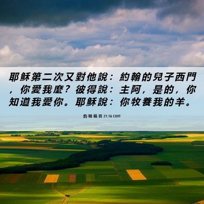 Picture 06 - 約 翰 福 音 21:16 CUVT - 耶 穌 第 二 次 又 對 他 說 ： 約 翰 - Bible Verse Picture