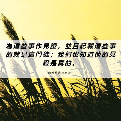 Picture 06 - 約 翰 福 音 21:24 CUVT - 為 這 些 事 作 見 證 ， 並 且 記 載 - Bible Verse Picture