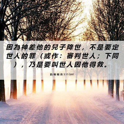 Picture 06 - 約 翰 福 音 3:17 CUVT - 因 為 神 差 他 的 兒 子 降 世 ， 不 - Bible Verse Picture