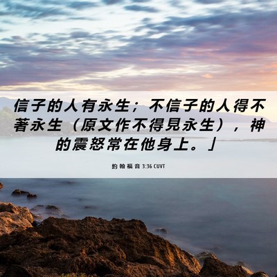 Picture 06 - 約 翰 福 音 3:36 CUVT - 信 子 的 人 有 永 生 ； 不 信 子 的 - Bible Verse Picture
