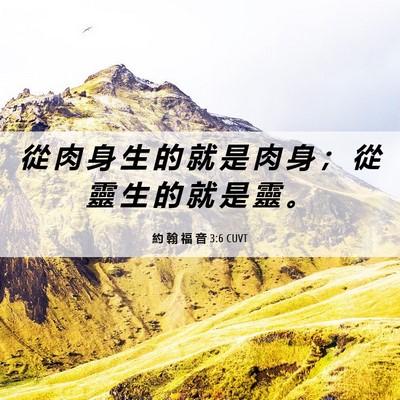 Picture 06 - 約 翰 福 音 3:6 CUVT - 從 肉 身 生 的 就 是 肉 身 ； 從 靈 - Bible Verse Picture