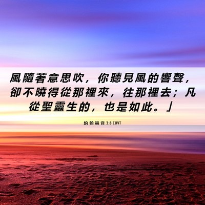 Picture 06 - 約 翰 福 音 3:8 CUVT - 風 隨 著 意 思 吹 ， 你 聽 見 風 的 - Bible Verse Picture
