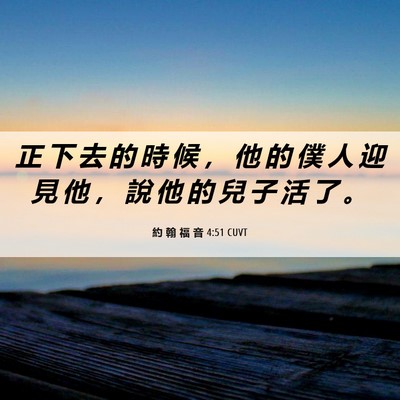 Picture 06 - 約 翰 福 音 4:51 CUVT - 正 下 去 的 時 候 ， 他 的 僕 人 迎 - Bible Verse Picture