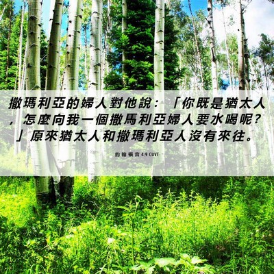 Picture 06 - 約 翰 福 音 4:9 CUVT - 撒 瑪 利 亞 的 婦 人 對 他 說 ： 「 - Bible Verse Picture