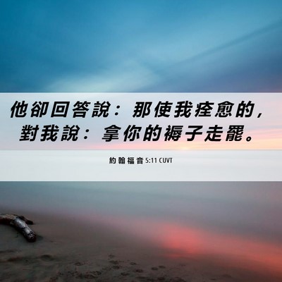 Picture 06 - 約 翰 福 音 5:11 CUVT - 他 卻 回 答 說 ： 那 使 我 痊 愈 的 - Bible Verse Picture