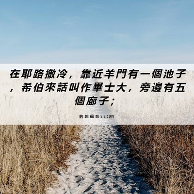 Picture 06 - 約 翰 福 音 5:2 CUVT - 在 耶 路 撒 冷 ， 靠 近 羊 門 有 一 - Bible Verse Picture