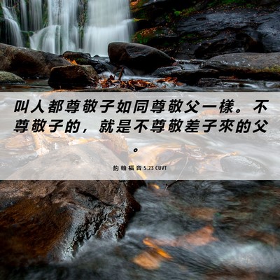 Picture 06 - 約 翰 福 音 5:23 CUVT - 叫 人 都 尊 敬 子 如 同 尊 敬 父 一 - Bible Verse Picture