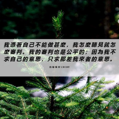 Picture 06 - 約 翰 福 音 5:30 CUVT - 我 憑 著 自 己 不 能 做 甚 麼 ， 我 - Bible Verse Picture