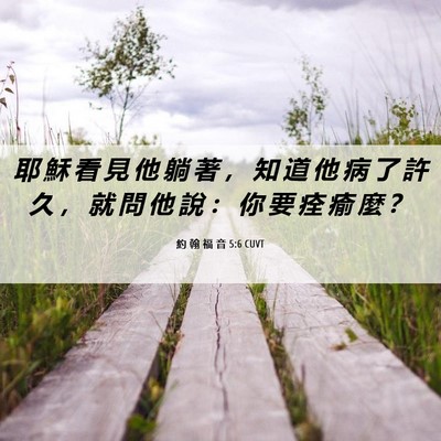 Picture 06 - 約 翰 福 音 5:6 CUVT - 耶 穌 看 見 他 躺 著 ， 知 道 他 病 - Bible Verse Picture
