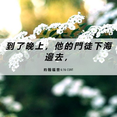 Picture 06 - 約 翰 福 音 6:16 CUVT - 到 了 晚 上 ， 他 的 門 徒 下 海 邊 - Bible Verse Picture