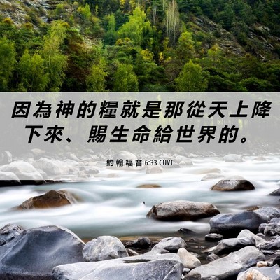 Picture 06 - 約 翰 福 音 6:33 CUVT - 因 為 神 的 糧 就 是 那 從 天 上 降 - Bible Verse Picture