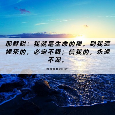 Picture 06 - 約 翰 福 音 6:35 CUVT - 耶 穌 說 ： 我 就 是 生 命 的 糧 。 - Bible Verse Picture