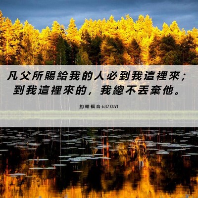 Picture 06 - 約 翰 福 音 6:37 CUVT - 凡 父 所 賜 給 我 的 人 必 到 我 這 - Bible Verse Picture