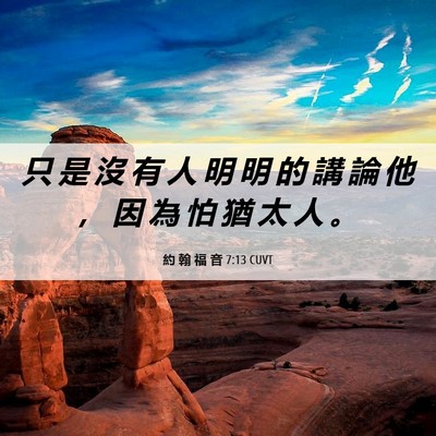 Picture 06 - 約 翰 福 音 7:13 CUVT - 只 是 沒 有 人 明 明 的 講 論 他 ， - Bible Verse Picture