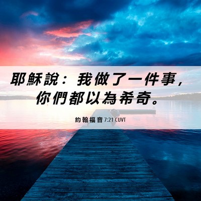Picture 06 - 約 翰 福 音 7:21 CUVT - 耶 穌 說 ： 我 做 了 一 件 事 ， 你 - Bible Verse Picture