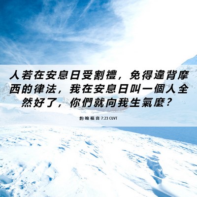 Picture 06 - 約 翰 福 音 7:23 CUVT - 人 若 在 安 息 日 受 割 禮 ， 免 得 - Bible Verse Picture
