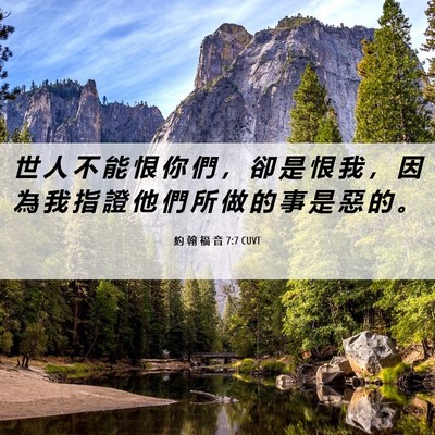 Picture 06 - 約 翰 福 音 7:7 CUVT - 世 人 不 能 恨 你 們 ， 卻 是 恨 我 - Bible Verse Picture