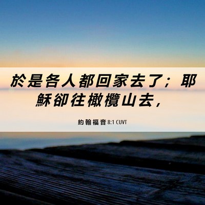 Picture 06 - 約 翰 福 音 8:1 CUVT - 於 是 各 人 都 回 家 去 了 ； 耶 穌 - Bible Verse Picture