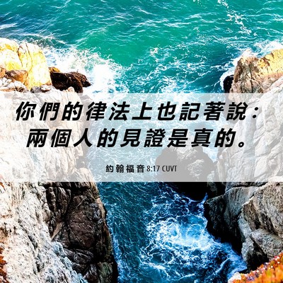 Picture 06 - 約 翰 福 音 8:17 CUVT - 你 們 的 律 法 上 也 記 著 說 ： 兩 - Bible Verse Picture
