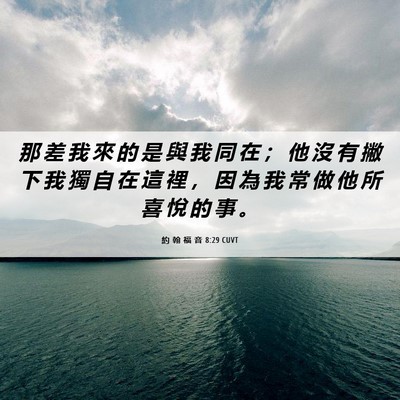 Picture 06 - 約 翰 福 音 8:29 CUVT - 那 差 我 來 的 是 與 我 同 在 ； 他 - Bible Verse Picture