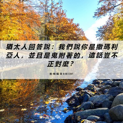 Picture 06 - 約 翰 福 音 8:48 CUVT - 猶 太 人 回 答 說 ： 我 們 說 你 是 - Bible Verse Picture