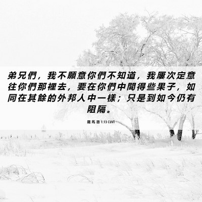 Picture 06 - 羅 馬 書 1:13 CUVT - 弟 兄 們 ， 我 不 願 意 你 們 不 知 - Bible Verse Picture