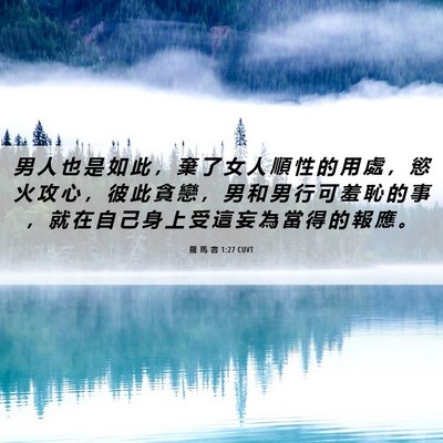 Picture 06 - 羅 馬 書 1:27 CUVT - 男 人 也 是 如 此 ， 棄 了 女 人 順 - Bible Verse Picture