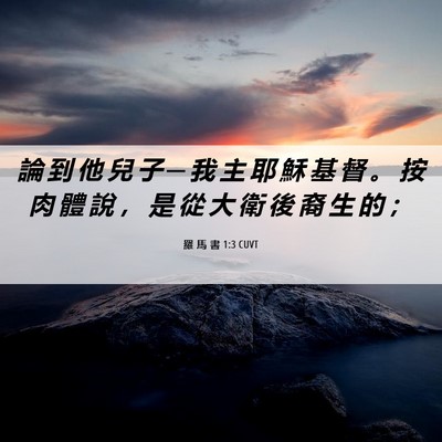 Picture 06 - 羅 馬 書 1:3 CUVT - 論 到 他 兒 子 ─ 我 主 耶 穌 基 督 - Bible Verse Picture